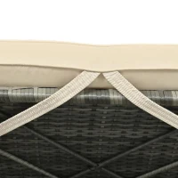 Cama Doble de Jardín con Cortina de Sombra Tumbona de Ratán con Respaldo Ajustable y Mesa Auxiliar Desmontable 187x 128x 186 Cm Beige(m-8)