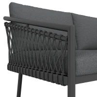 Ensemble de salon de jardin, ensemble de canapé d'extérieur moderne avec corde tissée à la main, incluant coussins de siège et de dossier, Gris(m-6)