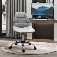 Vinsetto Ergonomic Office Chair with Adjustable Height and Wheels Velvet Executive Chair Armless for Home Study Bedroom Grey(m-7)