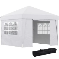 Cort Pliabil Gradina 3×3 m – Alb cu Ferestre & inaltime Reglabila(m-11)