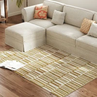 HOMCOM Alfombra Salón 170x120 cm Lavable en Lavadora Pelo Corto Estilo Moderno Tapete para Sala de Estar Dormitorio Crema(m-11)
