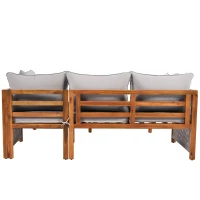 Set de scaune lounge de grădină din 3 piese, picioare ajustabile, 2 canapele de două locuri și 1 masă, Gri(m-15)