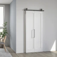 HOMCOM Porta Scorrevole a Libro Pieghevole a Portafoglio con Superficie Verniciabile, 90x210 cm, Bianco(m-2)