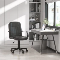 HOMCOM Swivel Executive Office Chair, PU Leather Computer Desk Chair with Adjustable Height, Wheels, Black(m-7)