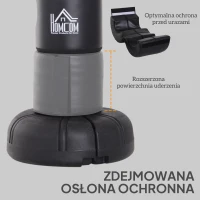 HOMCOM Wolnostojący Worek Bokserski z Podstawą i Plastikowym Padem, 176 cm, Idealny dla Profesjonalistów i Początkujących, Czarny(m-6)