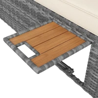 Cama Doble de Jardín con Cortina de Sombra Tumbona de Ratán con Respaldo Ajustable y Mesa Auxiliar Desmontable 187x 128x 186 Cm Beige(m-9)