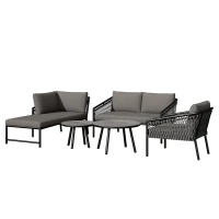 Ensemble de salon de jardin, ensemble de canapé d'extérieur moderne avec corde tissée à la main, incluant coussins de siège et de dossier, Gris(m-13)