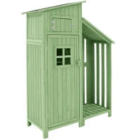Abri de jardin avec 2 étagères, cabanon avec grand espace de rangement, 124x46x174 cm, Vert(m-8)