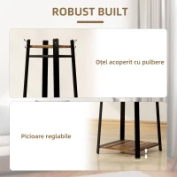 HOMCOM Cuier de Podea cu 8 Cârlige, 3 Rafturi și Poliță Superioară, Maro(m-7)