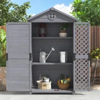 Capanno per archiviazione da giardino in legno, resistente alle intemperie, ampio spazio 101,5x56,5x175,3 cm, grigio(m-1)