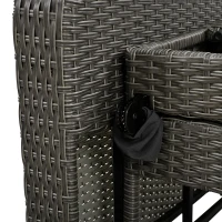 Set de fotolii lounge pentru grădină din ratan pentru 2 persoane, spătar reglabil, cu suport pentru picioare sau utilizabil ca pat de exterior, 120x74x95 cm, Gri(m-10)