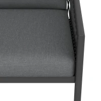 Ensemble de salon de jardin, ensemble de canapé d'extérieur moderne avec corde tissée à la main, incluant coussins de siège et de dossier, Gris(m-9)