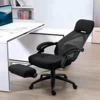 Vinsetto Office Chair with Footrest,High Back Swivel Desk Chair with Adjustable Height and Headrest for Home Office, Black(m-13)