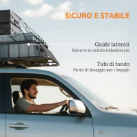 HOMCOM Portapacchi per Auto in Acciaio da 90.7 kg con Deflettori e Guide Laterali, 110.5x99.5x18.5 cm, Nero(m-7)