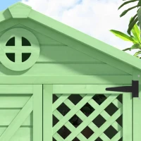 Holz-Gartenschrank Größe groß mit offenem und geschlossenem Regal, Grün(m-7)