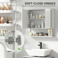 HOMCOM Bathroom Mirror Cabinet with Soft-Close Doors and Adjustable Shelf - White(m-5)