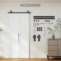 HOMCOM Porta Scorrevole a Libro Pieghevole a Portafoglio con Superficie Verniciabile, 90x210 cm, Bianco(m-7)