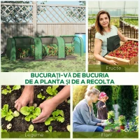 Outsunny Sera de Gradina tip Tunel din Otel si Plastic PP cu Usi care se Ruleaza 295x100x80 cm, Verde(m-8)