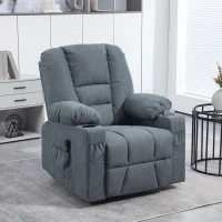 HOMCOM Oversized Riser and Recliner Chairs for the Elderly, Fabric Upholstered Lift Chair for Living Room with Remote Control, Side Pockets, Cup Holder, Grey(m-10)