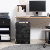 HOMCOM Bloco de Gavetas de Madeira Móvel para Arquivos de Escritório com 2 Gavetas para Escritório Secretaria 41x39x58cm Preto(m-7)