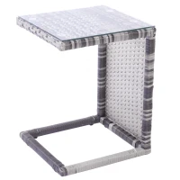 Conjunto de Muebles de Jardín de Ratán Isla de Sol con Sofá Sillones Taburete y Mesa Gris(m-9)