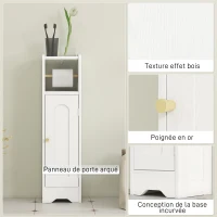 HOMCOM Meuble salle de bain meuble toilettes WC rangement étroit avec étagère réglable gain de place pour petits espaces blanc(m-7)