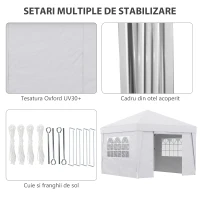 Cort Pliabil Gradina 3×3 m – Alb cu Ferestre & inaltime Reglabila(m-7)