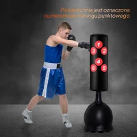 HOMCOM Stojący worek treningowy manekin bokserski partner do boksu worek treningowy boks manekin treningowy czarny(m-7)