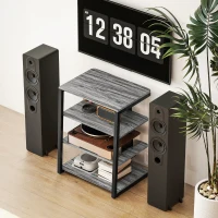 HOMCOM HiFi Stand, with Four Storage Shelves - Dark Grey(m-9)