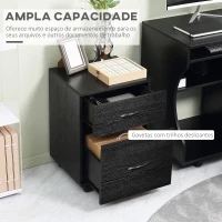 HOMCOM Bloco de Gavetas de Madeira Móvel para Arquivos de Escritório com 2 Gavetas para Escritório Secretaria 41x39x58cm Preto(m-4)