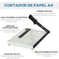 HOMCOM Cortador de Papel A4 Cortador de Papel Profissional Capacidade 12 Folhas com Régua 48x26,5x5 cm Branco(m-4)