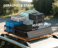 HOMCOM Auto Dakbagagedrager, Dakmand, 90,7 kg Draagvermogen, met Winddeflector, Stalen Buizen, Zwart(m-5)