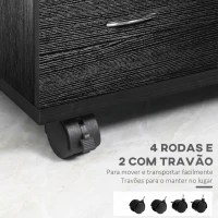 HOMCOM Bloco de Gavetas de Madeira Móvel para Arquivos de Escritório com 2 Gavetas para Escritório Secretaria 41x39x58cm Preto(m-5)