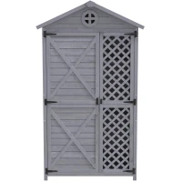 Capanno per archiviazione da giardino in legno, resistente alle intemperie, ampio spazio 101,5x56,5x175,3 cm, grigio(m-2)