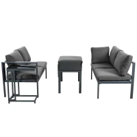 Ensemble de fauteuils de jardin pour 4 à 5 personnes, mobilier de jardin avec table d'appoint et table basse, 5 pièces, Gris(m-10)