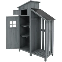 Dulap de grădină cu 2 rafturi, magazie de unelte cu spațiu de depozitare mare, 124L x 46P x 174Î cm, Gri(m-7)