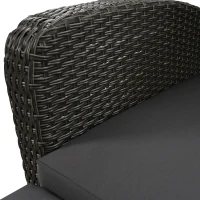 Set de fotolii lounge pentru grădină din ratan pentru 2 persoane, spătar reglabil, cu suport pentru picioare sau utilizabil ca pat de exterior, 120x74x95 cm, Gri(m-9)