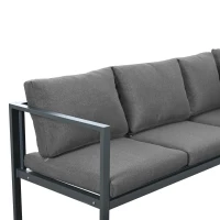 Ensemble de fauteuils de jardin pour 4 à 5 personnes, mobilier de jardin avec table d'appoint et table basse, 5 pièces, Gris(m-7)
