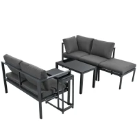 Ensemble de fauteuils de jardin pour 4 à 5 personnes, mobilier de jardin avec table d'appoint et table basse, 5 pièces, Gris(m-12)