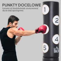 HOMCOM Wolnostojący Worek Bokserski z Podstawą i Plastikowym Padem, 176 cm, Idealny dla Profesjonalistów i Początkujących, Czarny(m-4)
