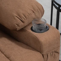 HOMCOM Oversized Riser and Recliner Chairs for the Elderly, Fabric Upholstered Lift Chair for Living Room with Remote Control, Side Pockets, Cup Holder, Brown(m-9)