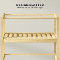 HOMCOM Cărucior de Baie cu 3 Niveluri cu Lamele și Roți 36x15x73 cm Culoare Lemn(m-7)