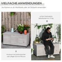 Outsunny Gartenbox, wetterbeständig, luftdurchlässig, Kissenbox, Aufbewahrungsbox, Fichtenholz, grau, 127 x 56 x 60 cm(m-6)