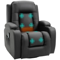 HOMCOM Sillón de Masaje Reclinable con 8 Puntos de Masaje Función de Calefacción Giratorio Mando a Distancia 85x94x104 cm Negro(m-10)