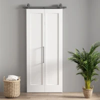 HOMCOM Porta Scorrevole a Libro Pieghevole a Portafoglio con Superficie Verniciabile, 90x210 cm, Bianco(m-10)