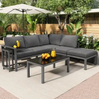 Ensemble de fauteuils de jardin pour 4 à 5 personnes, mobilier de jardin avec table d'appoint et table basse, 5 pièces, Gris(m-1)
