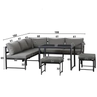 Ensemble de mobilier de jardin 5 pièces, ensemble de sièges avec dossier réglable, Noir+Gris(m-3)