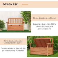 Outsunny Bancuta de Gradina 2 Locuri cu Compartiment Recipient in Lemn, 112x58x84 cm(m-5)