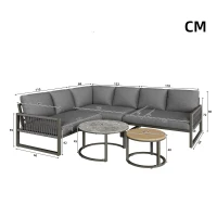 Juego de Salón de Jardín para 6-7 Personas Incluye Cojines de Asiento y Respaldo Gris(m-3)