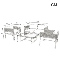 Ensemble de mobilier de jardin 4 pièces avec corde, canapé deux places, 2 fauteuils individuels et table basse, Beige(m-3)